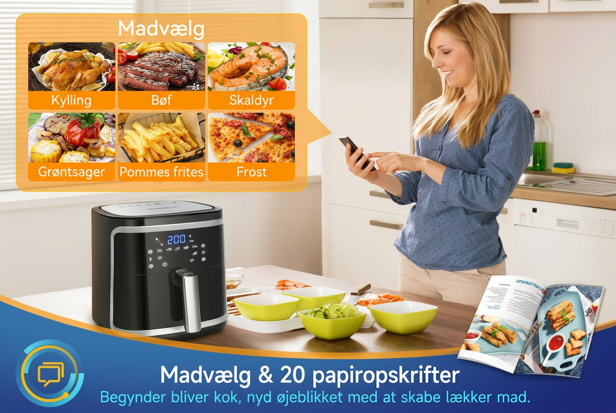 Oliefri airfryer XXL 7 liter, 1900 watt, smart model. - Imagen 2