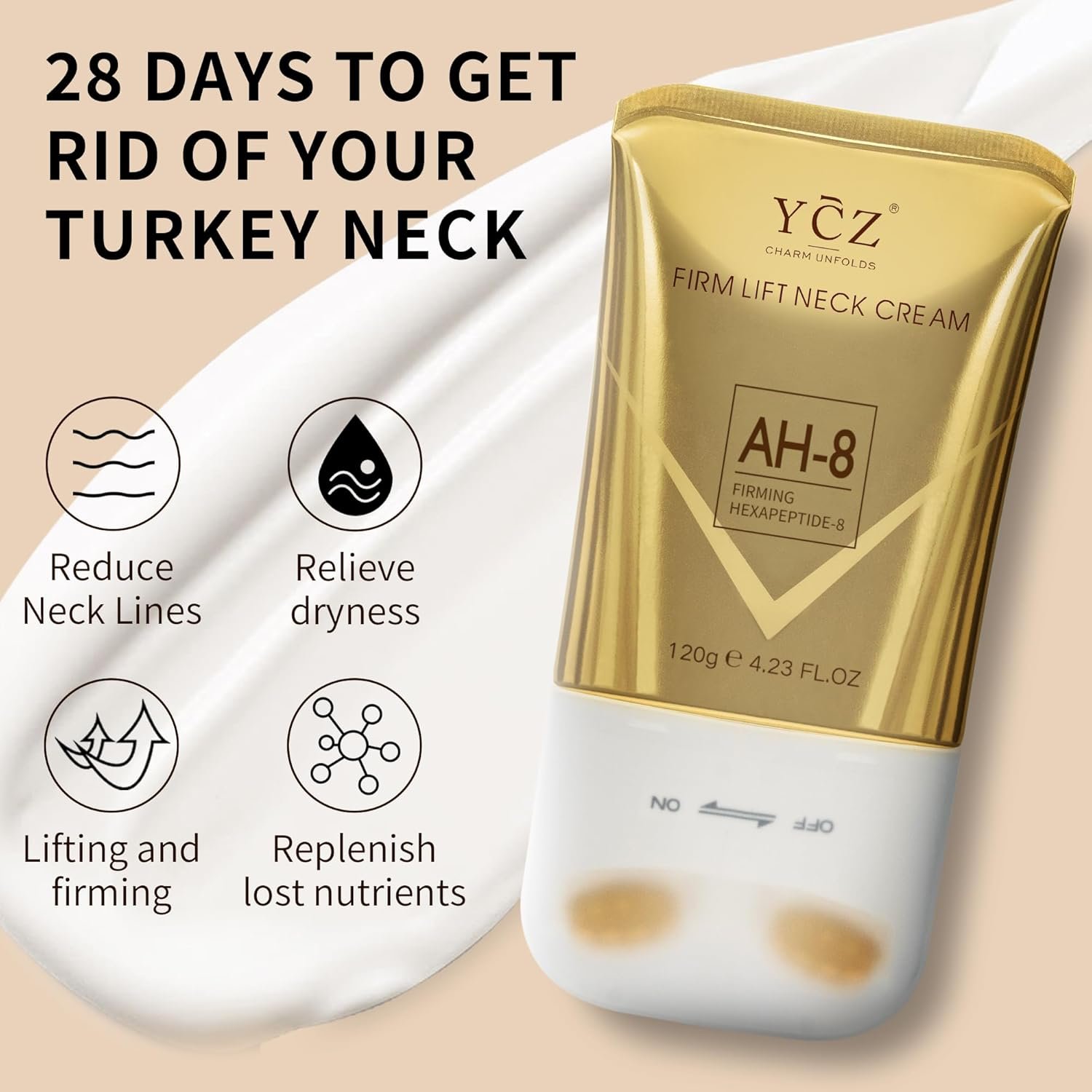 YCZ Neck Firming Cream – Straffende und liftende Halscreme für pergamentartige Haut, Hautpflege mit intensiver Feuchtigkeitsversorgung, tierversuchsfreie Pflege für Hals und Körper mit straffender Wirkung. - Image 8