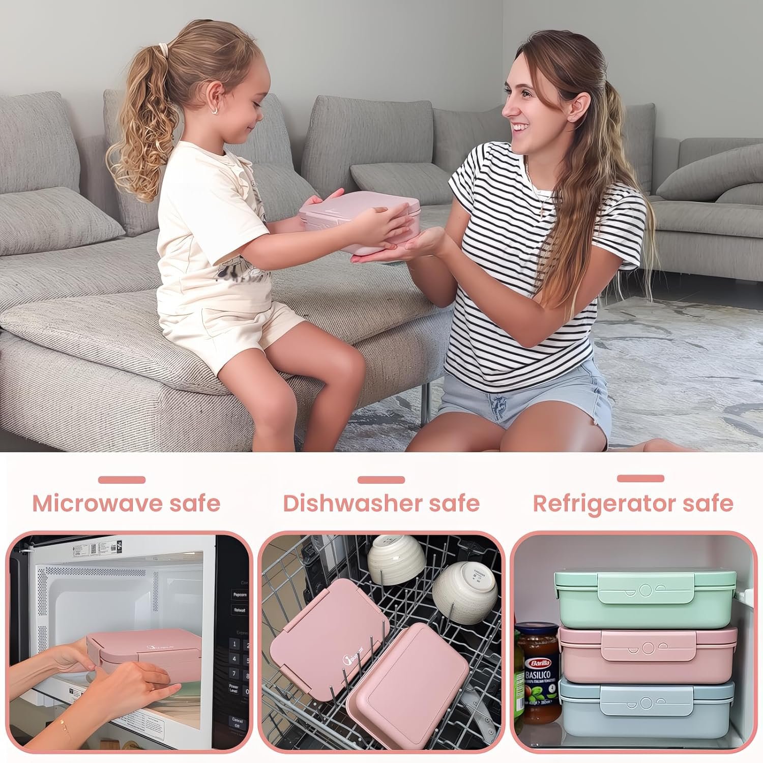 Bugucat Brotdose mit Fächern 1300ML,Lunchbox Kinder Auslaufsicher mit 4 Fächern,Lunch Box Bento Box mit Fächern für Kinder und Erwachsene,Vesperdose Frühstücksbox für Jungen&Mädchen Blau - Image 8