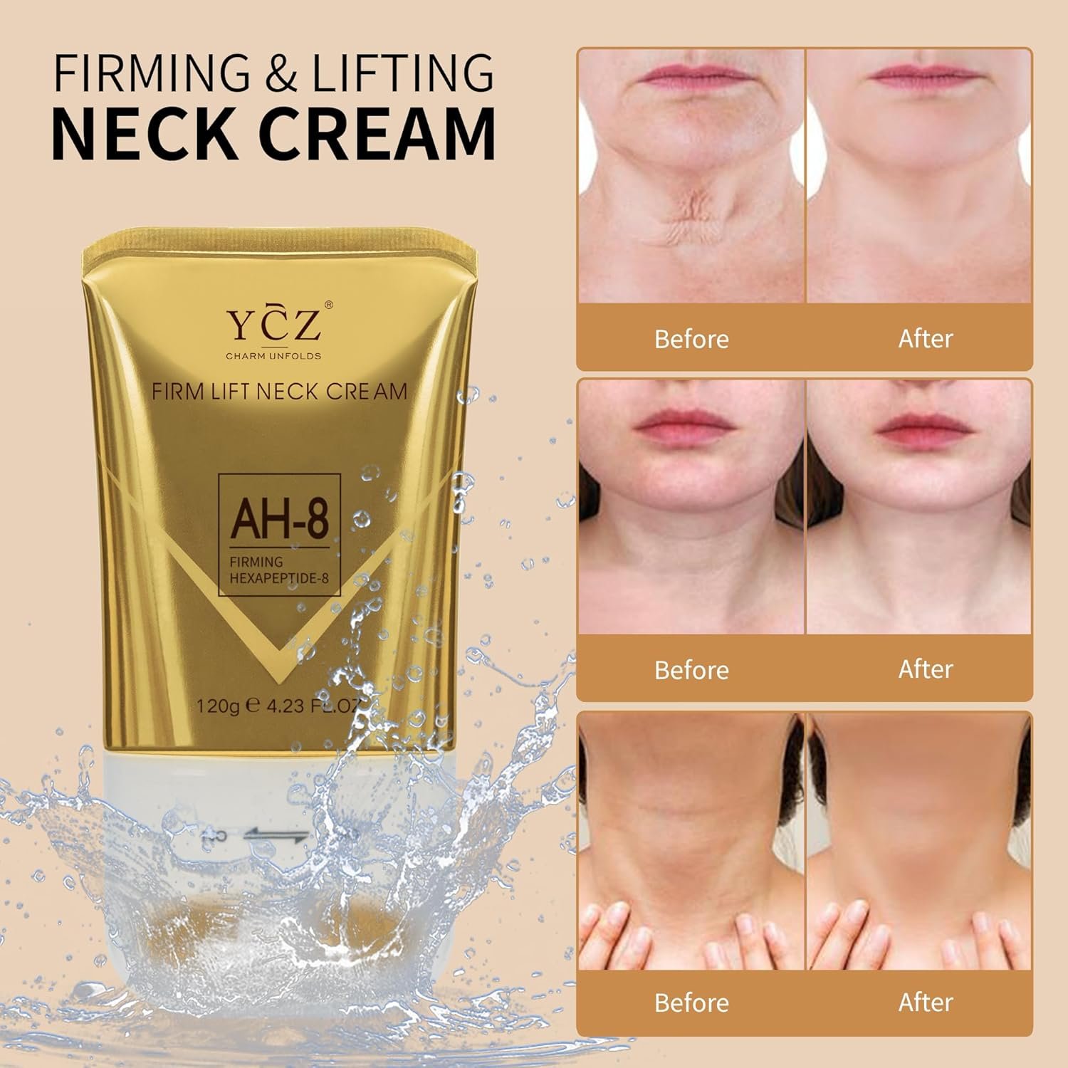 YCZ Neck Firming Cream – Straffende und liftende Halscreme für pergamentartige Haut, Hautpflege mit intensiver Feuchtigkeitsversorgung, tierversuchsfreie Pflege für Hals und Körper mit straffender Wirkung. - Image 2